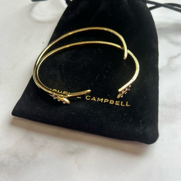 MICHELLE CAMPBELL Women’s 14K Gold Plated Talon Bracelet Cuff Set Bangle NWT - Picture 2 of 2